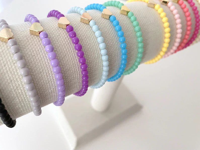 Gold Heart Charm Stacking Bracelet