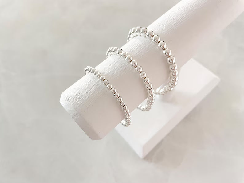 4/5/6mm Sterling Silver Plated Stacking Bracelet