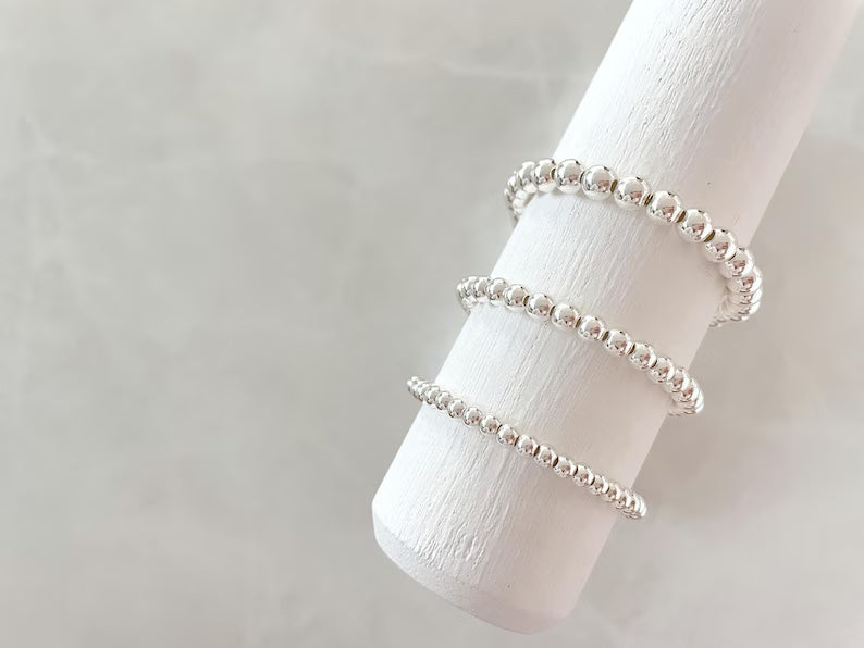 4/5/6mm Sterling Silver Plated Stacking Bracelet