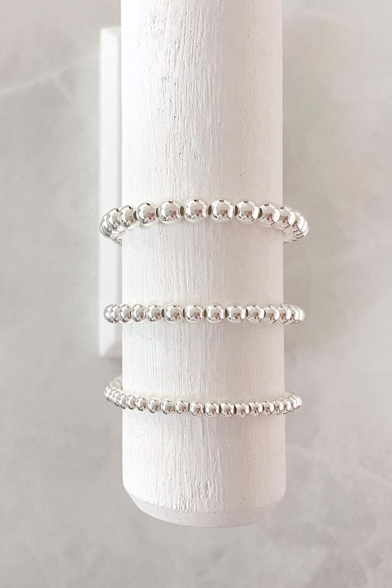 4/5/6mm Sterling Silver Plated Stacking Bracelet