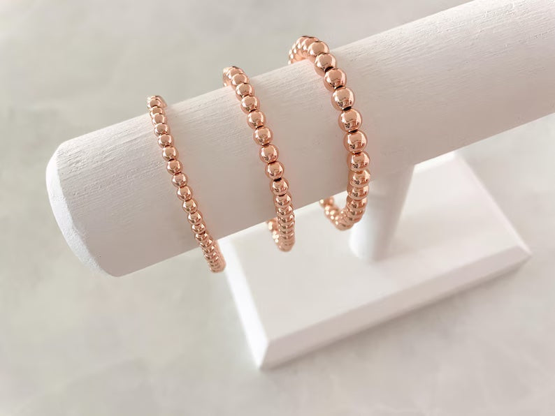 4/5/6mm Rose Gold Plated Stacking Bracelet