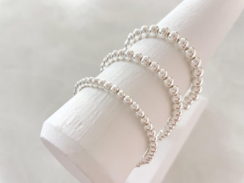 4/5/6mm Sterling Silver Plated Stacking Bracelet