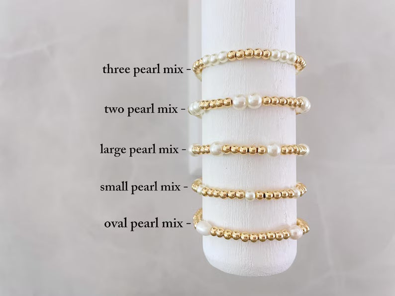 The Pearl and Gold Stacking Bracelet