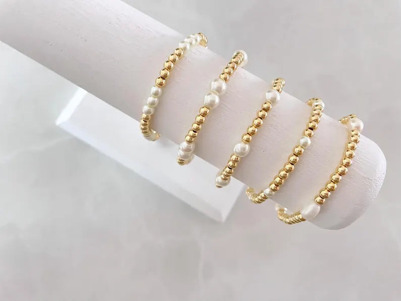 The Pearl and Gold Stacking Bracelet