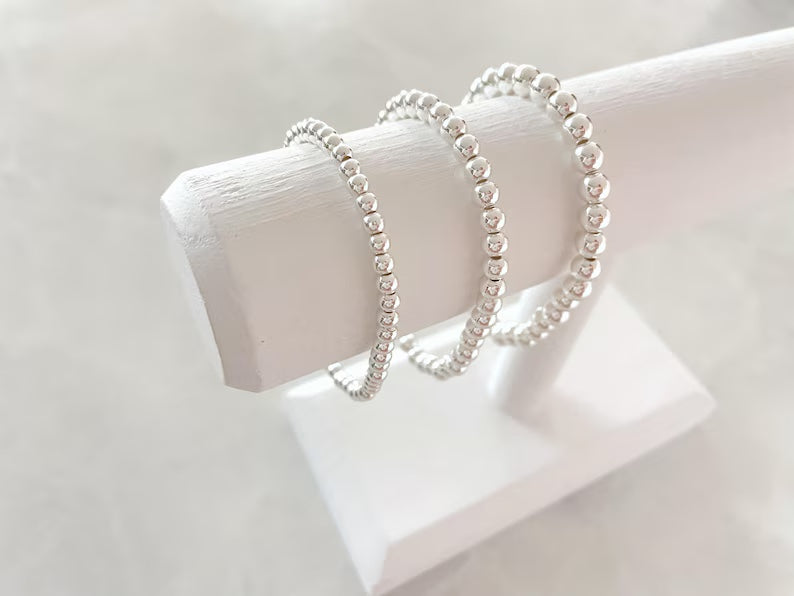 4/5/6mm Sterling Silver Plated Stacking Bracelet