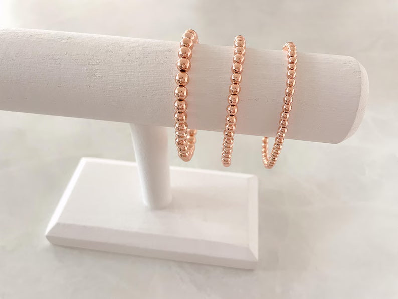 4/5/6mm Rose Gold Plated Stacking Bracelet