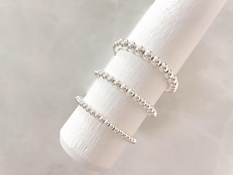 4/5/6mm Sterling Silver Plated Stacking Bracelet