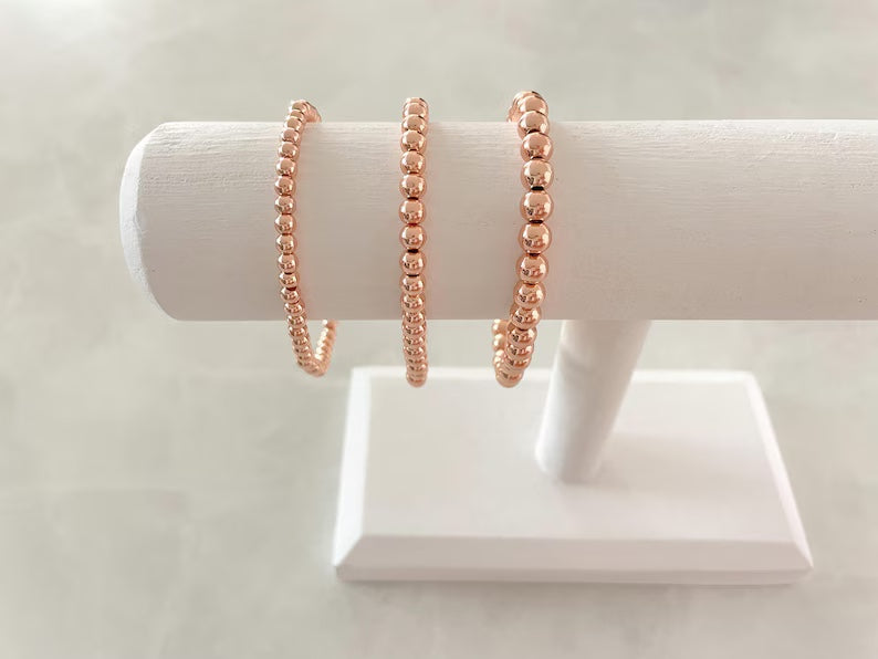 4/5/6mm Rose Gold Plated Stacking Bracelet