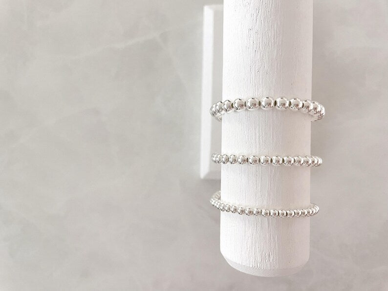 4/5/6mm Sterling Silver Plated Stacking Bracelet