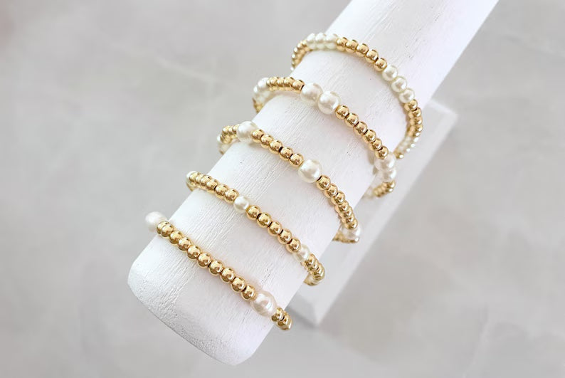 The Pearl and Gold Stacking Bracelet