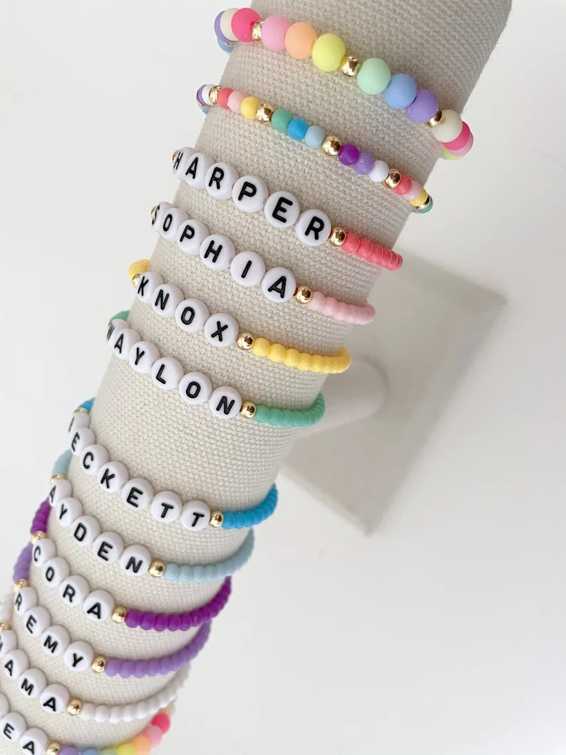 Rainbow name bracelet deals