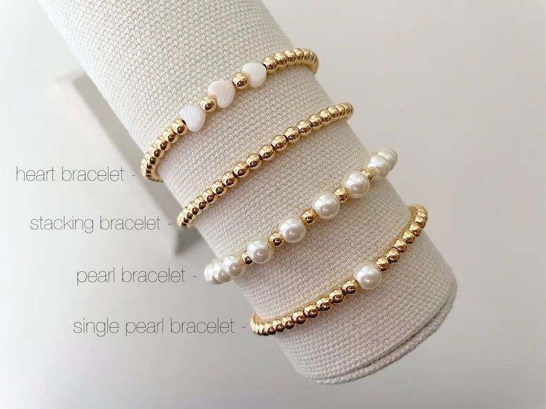 Buy Shivarth 4pcs Light Pink Plain Moti Pearl Bead Crystal Gemstone  Wristband Elastic Bracelet Men Women Online at Best Prices in India -  JioMart.