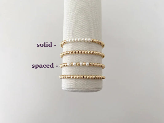 14k Gold Pearl Stacking Bracelet